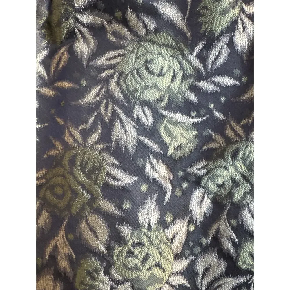 Vintage 1950s Olive Gold Brocade Cocktail Dress with Boned Bodice  XS
